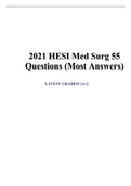 2021 HESI Med Surg 55 Questions (Most Answers) LATEST GRADED [A+].