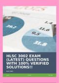 HLSC 3002 EXAM &lpar;LATEST&rpar; QUESTIONS WITH 100&percnt; VERIFIED SOLUTIONS&excl;&excl;