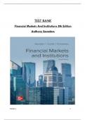 TEST BANK  Financial Markets And Institutions 8th Edition  Anthony Saunders 