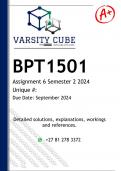 BPT1501 Assignment 6 &lpar;DETAILED ANSWERS&rpar; Semester 2 2024 - DISTINCTION GUARANTEED