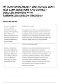 PN VATI MENTAL HEALTH 2024 ACTUAL EXAM TEST BANK QUESTIONS AND CORRECT DETAILED ANSWERS WITH RATIONALES&vert;ALREADY GRADED A&plus;