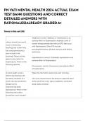 PN VATI MENTAL HEALTH 2024 ACTUAL EXAM TEST BANK QUESTIONS AND CORRECT DETAILED ANSWERS WITH RATIONALES&vert;ALREADY GRADED A&plus;