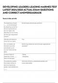 DEVELOPING LEADERS-LEADING MARINES TEST LATEST 2024&sol;2025 ACTUAL EXAM QUESTIONS AND CORRECT ANSWERS&vert;AGRADE