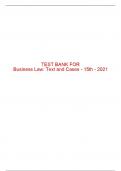 Test Bank For Business Law&colon; Text and Cases - 15th - 2021 All Chapters - 9780357129630