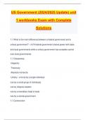 US Government &lpar;2024&sol;2025 Update&rpar; unit 1 workbooks Exam with Complete Solutions
