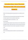 Cumulative Exam- Career Planning & Development Q&A 100&percnt; Solved Already Graded A&plus;