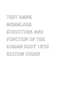 Test Bank For Memmler's Structure and Function of the Human Body 12th Edition Barbara Johnson Cohen,  kerry L. HULL (All Chapters Rated A+)