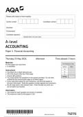 AQA A-level ACCOUNTING 7127&sol;1Paper 1 Financial Accounting question paper june 2024