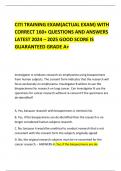 CITI TRAINING EXAM&lpar;ACTUAL EXAM&rpar; WITH CORRECT 160&plus; QUESTIONS AND ANSWERS LATEST 2024 &ndash; 2025 GOOD SCORE IS GUARANTEED GRADE A&plus;   