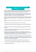 ALF Manager Exam Questions With Answers 2024&sol;2025