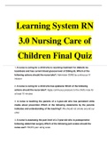 Learning System RN 3.0 Nursing Care of Children Final Quiz With Answers