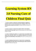 Learning System RN 3&period;0 Nursing Care of Children Final Quiz With Answers
