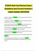 TCDHA Rad Final Review Exam &vert; Questions and Correct Answers &vert; Latest Update 2024&sol;2025