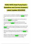 HVAC NATE Heat Pump Exam &vert; Questions and Correct Answers &vert; Latest Update 2024&sol;2025