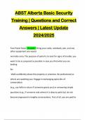 ABST Alberta Basic Security Training &vert; Questions and Correct Answers &vert; Latest Update 2024&sol;2025
