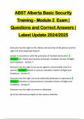 ABST Alberta Basic Security Training - Module 2 Exam &vert; Questions and Correct Answers &vert; Latest Update 2024&sol;2025