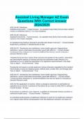 Assisted Living Manager AZ Exam  Questions With Correct Answer 2024&sol;2025