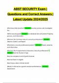 ABST SECURITY Exam &vert; Questions and Correct Answers &vert; Latest Update 2024&sol;2025