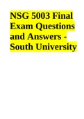 NSG 5003 Final Exam Questions and Answers - South University