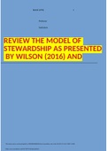 REVIEW THE MODEL OF STEWARDSHIP AS PRESENTED BY WILSON (2016) AND  Block (1993)