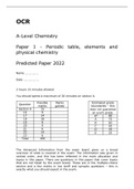 OCR A-Level Chemistry  Paper	1 Predicted Paper 2022 Questions and Mark scheme