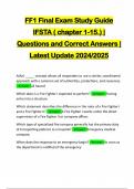 FF1 Final Exam Study Guide IFSTA &lpar; chapter 1-15&period;&rpar; &vert; Questions and Correct Answers &vert; Latest Update 2024&sol;2025