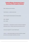 Medical Biology &lpar;Semmelweis Exam &rpar; Questions With Complete Solutions