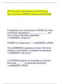 TPC ELECTRICITY AND MAGNETISM TOP EXAM QUESTIONS AND CORRECT ANSWERS2024&sol;2025 If capacitors are connected in PARALLEL their combined capacities is &lowbar;&lowbar;&lowbar;&lowbar;&lowbar;&lowbar;&lowbar;&lowbar;&lowbar;&lowbar;&lowbar;&lowbar;&lowbar;&lowbar; the sum of their individual capacities - <<ANSWER>>Equal to POWER is measured in 