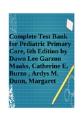 Complete Test Bank for Pediatric Primary Care, 6th Edition by Dawn Lee Garzon Maaks, Catherine E. Burns , Ardys M. Dunn, Margaret