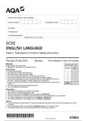 AQA GCSE ENGLISH LANGUAGE Paper 1 JUNE 2024 QUESTION PAPER AND MARK SCHEME
