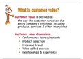 Customer Value , Diffrent Customer service elements , Advantages of Customer retention, Diffrences between