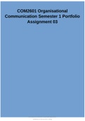 COM2601 Organisational Communication Semester 1 Portfolio Assignment 03