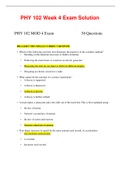 PHY 102 Week 4 Exam Solution 80% Guarantee; Complete Solution Guide, Grand Canyon University.