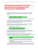 Schizophrenia and Other Psychotic Disorders NCLEX Questions and Answers Exam 4(2022/2023)