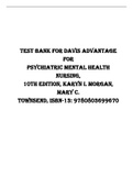 Test Bank for Davis Advantage for Psychiatric Mental Health Nursing, 10th Edition, Karyn I. Morgan, Mary C. Townsend, ISBN- 13: 9780803699670