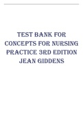 TEST BANK FOR CONCEPTS FOR NURSING PRACTICE 3RD EDITION BY GIDDENS