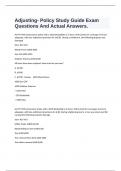  Adjusting- Policy Study Guide Exam Questions And Actual Answers&period;