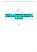 MEDICAL LABORATORY TECHNICIAN  EXAM ONE 2024 WITH 100&percnt; ACCURATE  ANSWERS