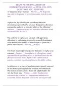 TEXAS PHYSICIAN ASSISTANT  JURISPRUDENCE EXAM &lpar;ACTUAL 2024-2025&rpar; QUESTIONS AND ANSWERS
