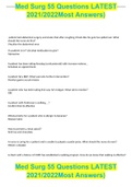 Med Surg 55 Questions LATEST 2021&sol;2022Most Answers&rpar;