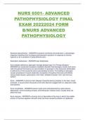 NURS 6501- ADVANCED  PATHOPHYSIOLOGY FINAL  EXAM 20222024 FORM  B&sol;NURS ADVANCED  PATHOPHYSIOLOGY