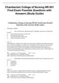 Chamberlain College of Nursing NR 601 Final Exam Possible Questions with Answers (Study Guide)