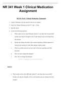 NR 341 Week 1 Clinical Medication Assignment Q&A