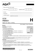 AQA GCSE FRENCH Higher Tier Paper 4 Writing  QUESTION PAPER 2021
