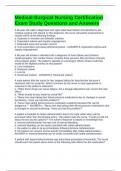 Medical-Surgical Nursing Certification Exam Study Questions and Answers