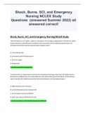Shock, Burns, SCI, and Emergency Nursing NCLEX Study Questions  (answered Summer 2022) all answered correct!