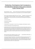 Federalism&colon; Development And Consequences Of Federalism Questions And Correct Answers Latest Version 2024