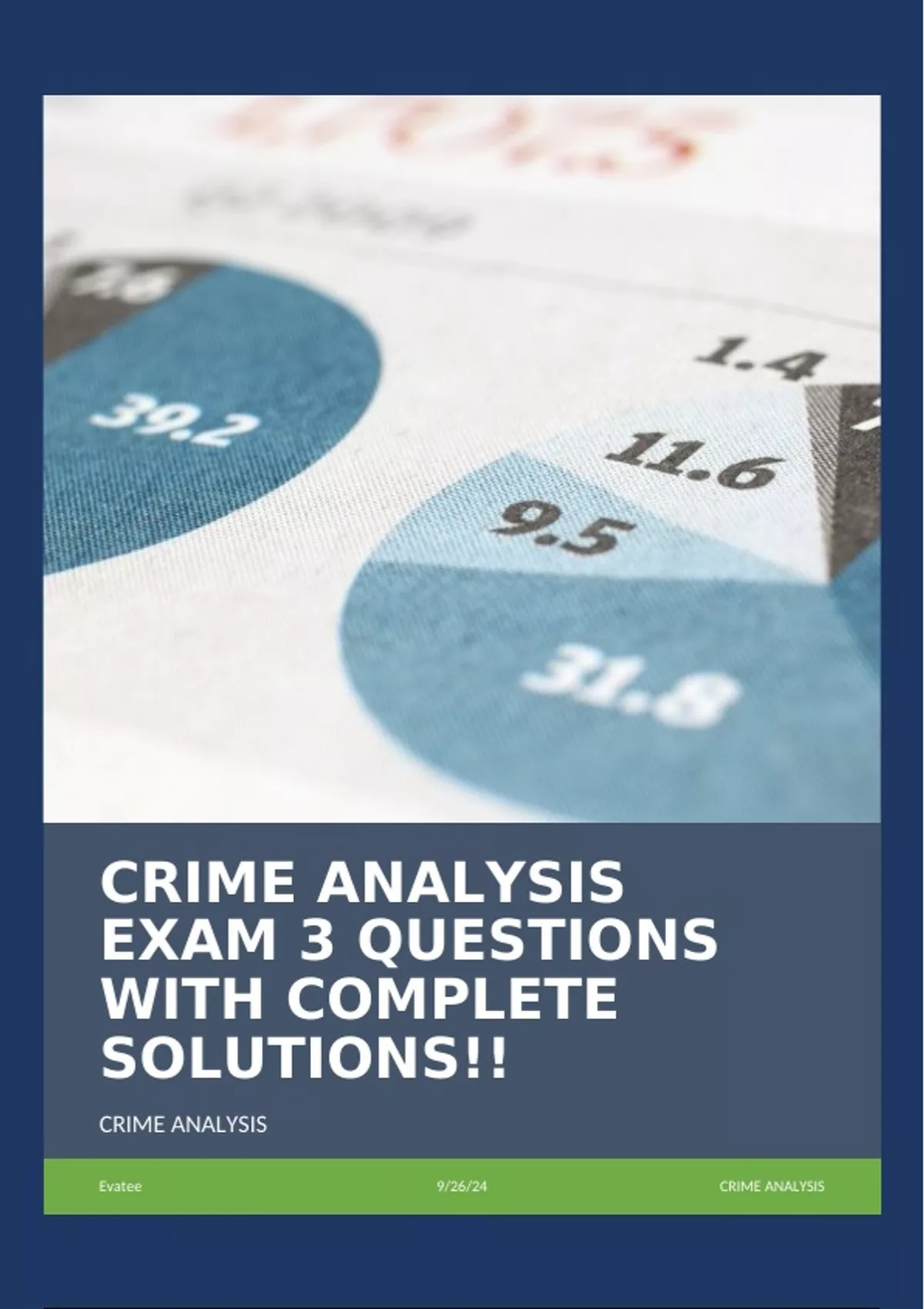 CRIME ANALYSIS EXAM 3 QUESTIONS WITH COMPLETE SOLUTIONS!! - Crime ...