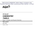 AQA A-level CHEMISTRY 7405-1 Paper 1 Inorganic and Physical Chemistry Mark scheme June 2021 Version