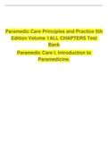 Paramedic Care Principles and Practice 5th Edition Volume 1 ALL CHAPTERS Test Bank